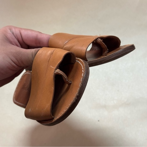 Madewell The Boardwalk Post Slide Sandal in Leather Desert Camel - Picture 6 of 7